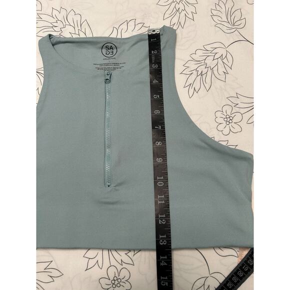 NWT SAGE COLLECTIVE Racerback Zip Up Active Top-Ether/Sage-Large - Picture 10 of 10
